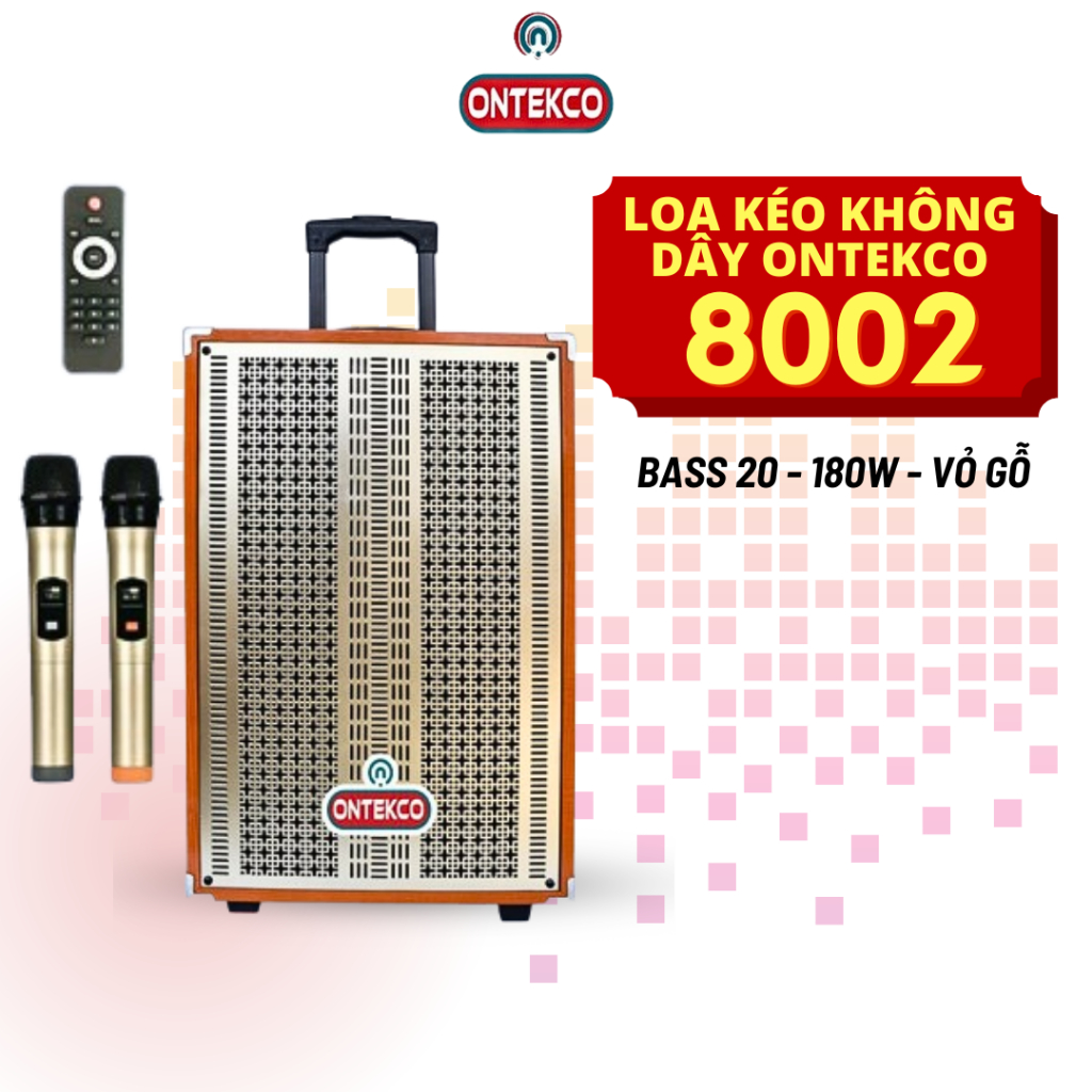 Loa kéo hát karaoke Ontekco 8001/8002 bluetooth đi kèm 2 mic, loa ...