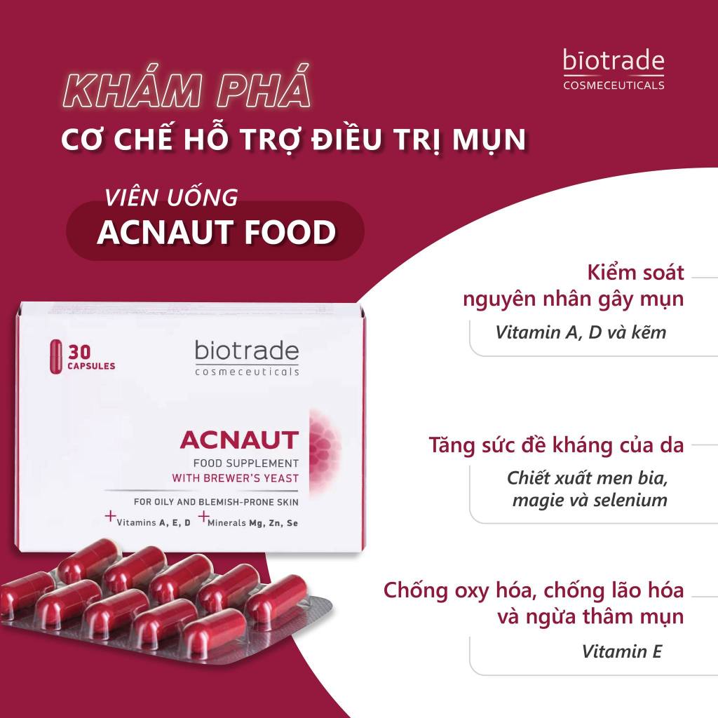 COMBO 3 Hộp Viên uống đẹp da, hỗ trợ giảm mụn BIOTRADE ACNAUT FOOD SUPPLEMENT - Skin Studio