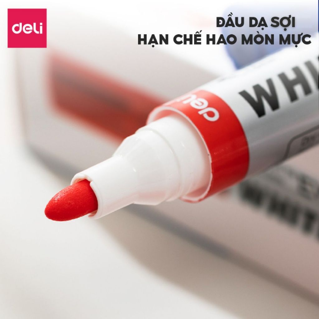 Combo 5/10/20 Bút Lông Bảng Xoá Được DELI Thêm Mực Đầu Bút Viết Êm Trơn Nhiều Mực Đậm 4 Màu