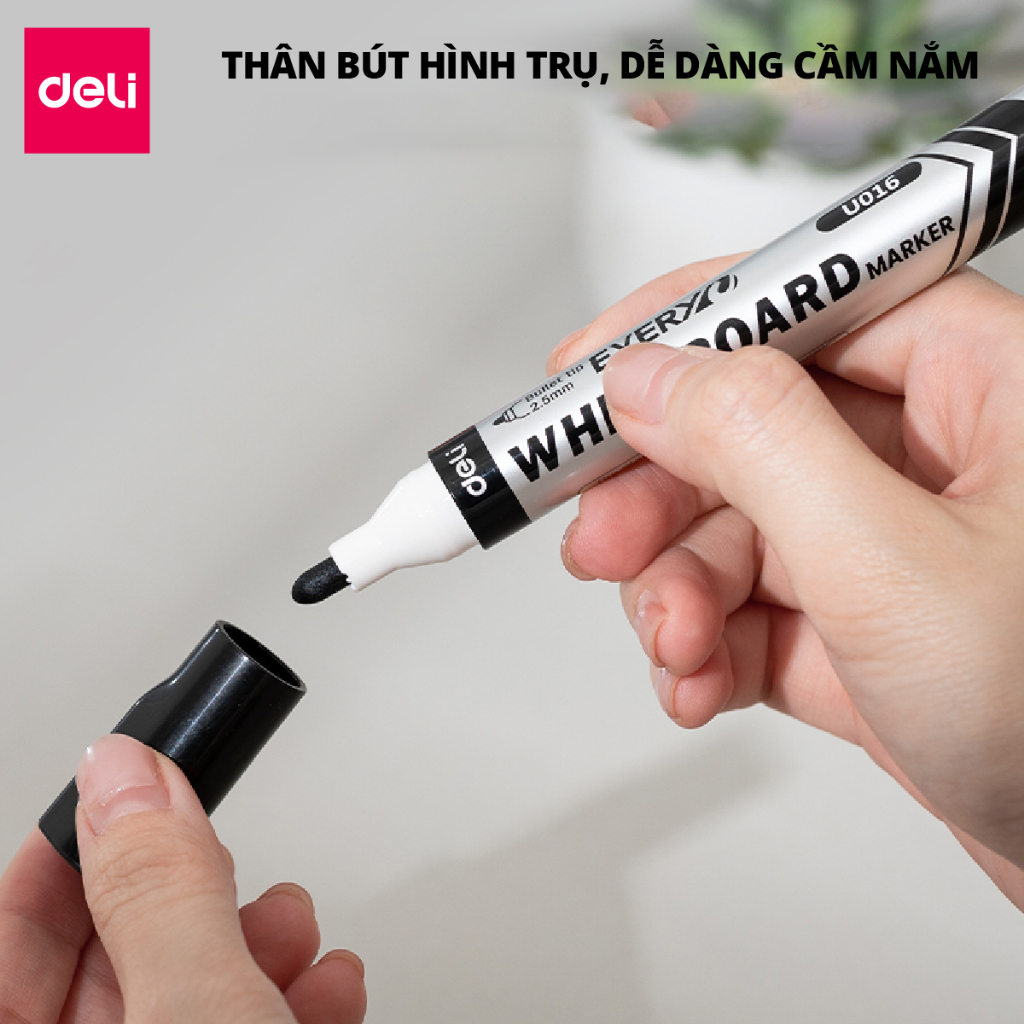 Combo 5/10/20 Bút Lông Bảng Xoá Được DELI Thêm Mực Đầu Bút Viết Êm Trơn Nhiều Mực Đậm 4 Màu