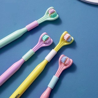 Bàn Chải Đánh Răng 3 Mặt 360 Độ Có Cạo Lưỡi Cho Trẻ Em, Người Lớn – Chữ U Ôm Sát Răng Làm Sạch Nhanh