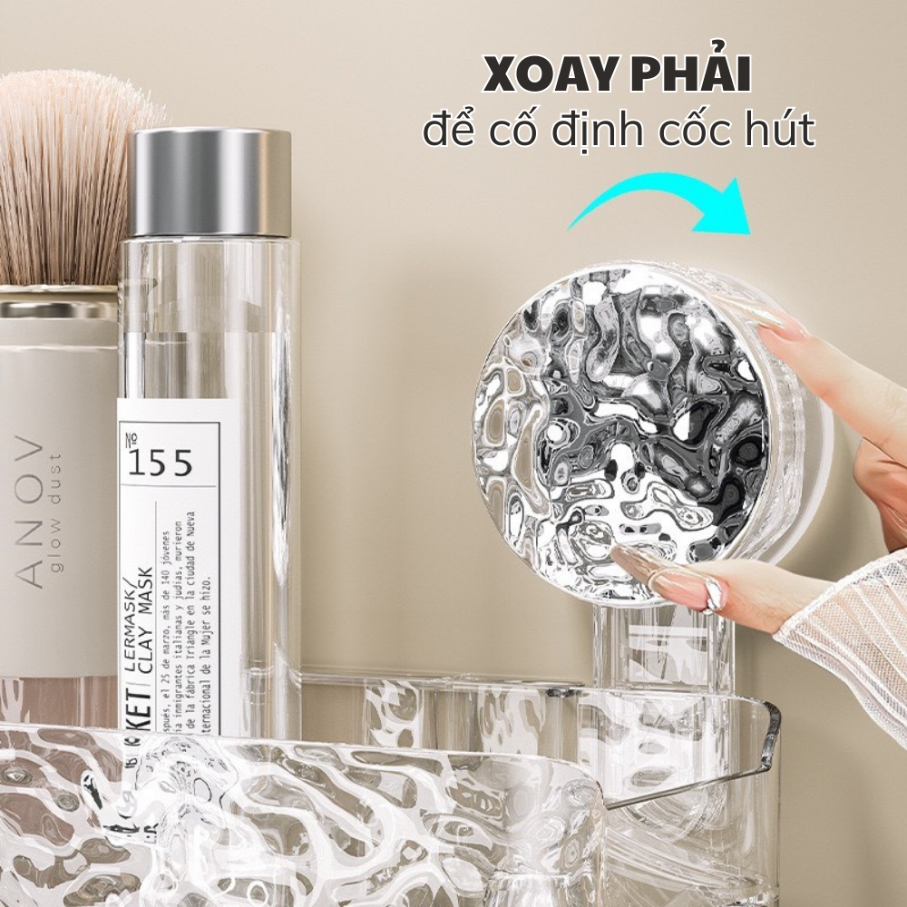 Kệ Để Đồ Nhà Tắm Có Cốc Hút Gắn Tường, Kệ Bếp Đa Năng Trong Suốt Chịu Lực Tốt Có Móc Treo Đồ Đi Kèm