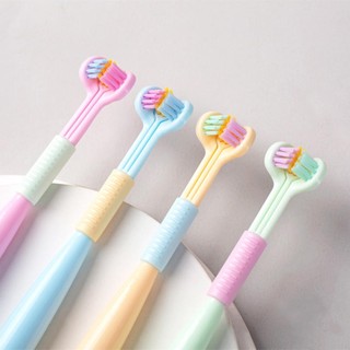 Bàn Chải Đánh Răng 3 Mặt 360 Độ Có Cạo Lưỡi Cho Trẻ Em, Người Lớn – Chữ U Ôm Sát Răng Làm Sạch Nhanh