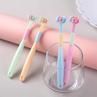 Bàn Chải Đánh Răng 3 Mặt 360 Độ Có Cạo Lưỡi Cho Trẻ Em, Người Lớn – Chữ U Ôm Sát Răng Làm Sạch Nhanh
