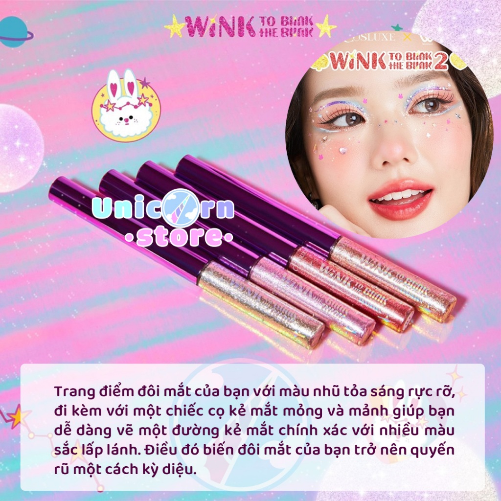 Nhũ Kẻ Mắt Đầu Cọ Mảnh Cosluxe Winky Blinky Liquild Sparkling Eyeliner 3g