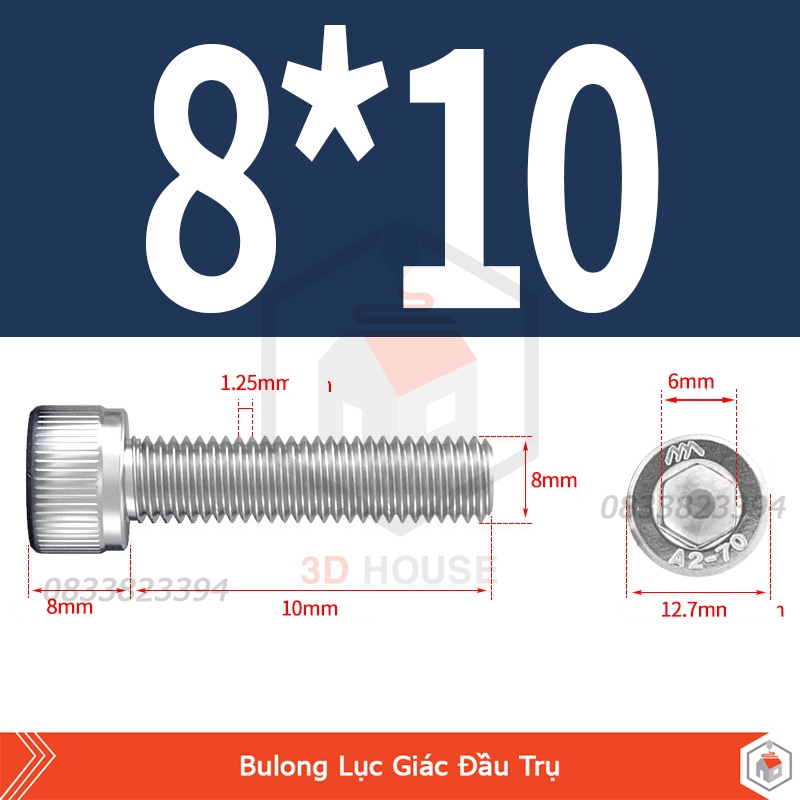 Ốc - Bulong Lục Giác Inox 304 M8 (8mm) - Sử Dụng Lục Lăng 6 | Shopee ...