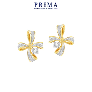 PRIMA Bông Tai  18K - Đính Kim Cương - BST ROYAL RIBBON - Nơ đính Kim Cương -105E1635
