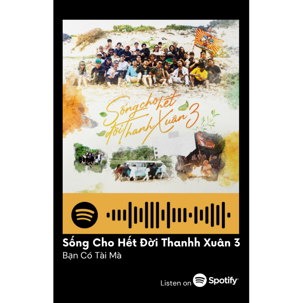 [Vui lòng đặt từ 2c]Thẻ Spotify Sống cho hết đời thanh xuân (có thể quét được mã)
