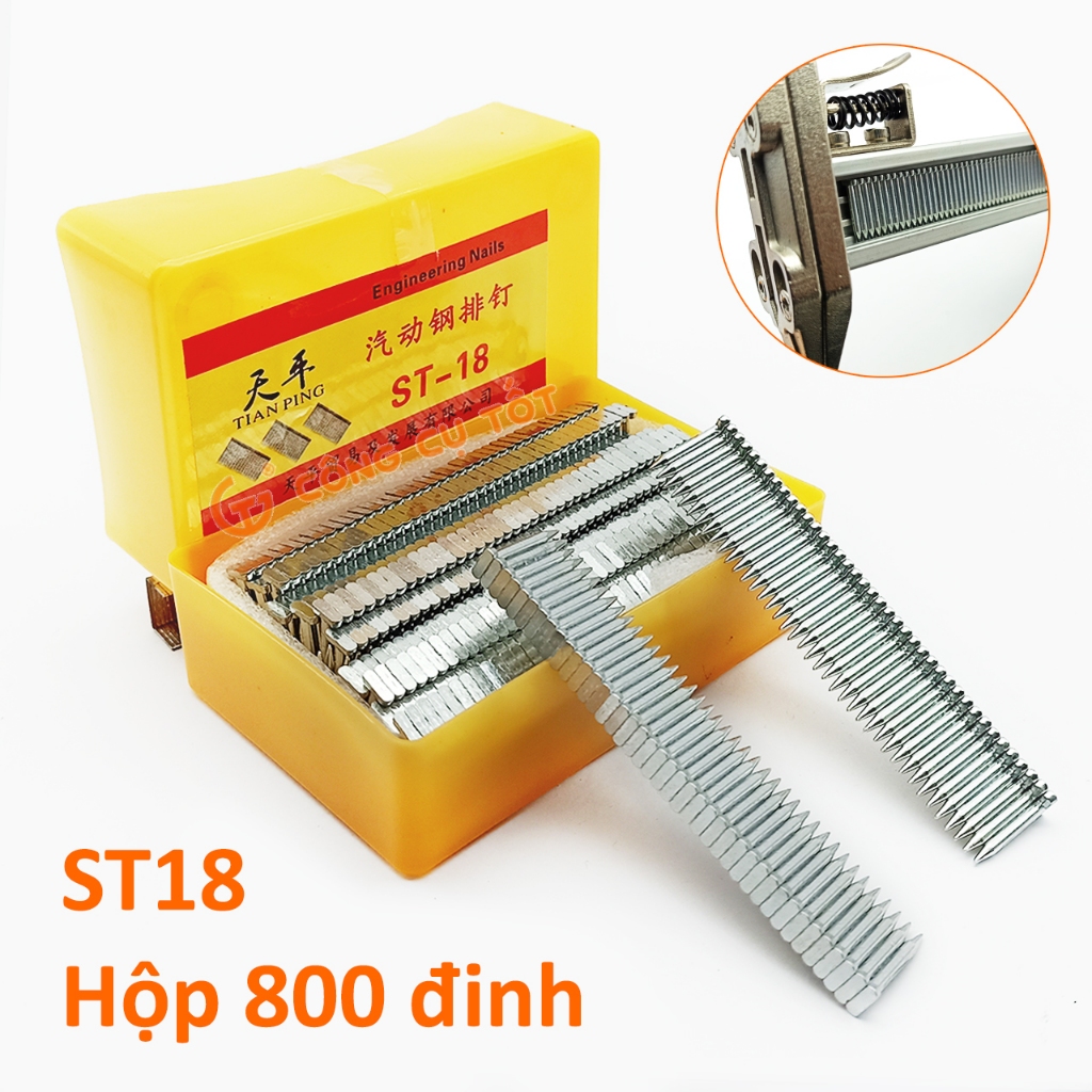 Hộp 800 đinh bê tông ST18 ST25 ST32 ST38 Thiên Bình gồm 20 băng 40 lắp ...