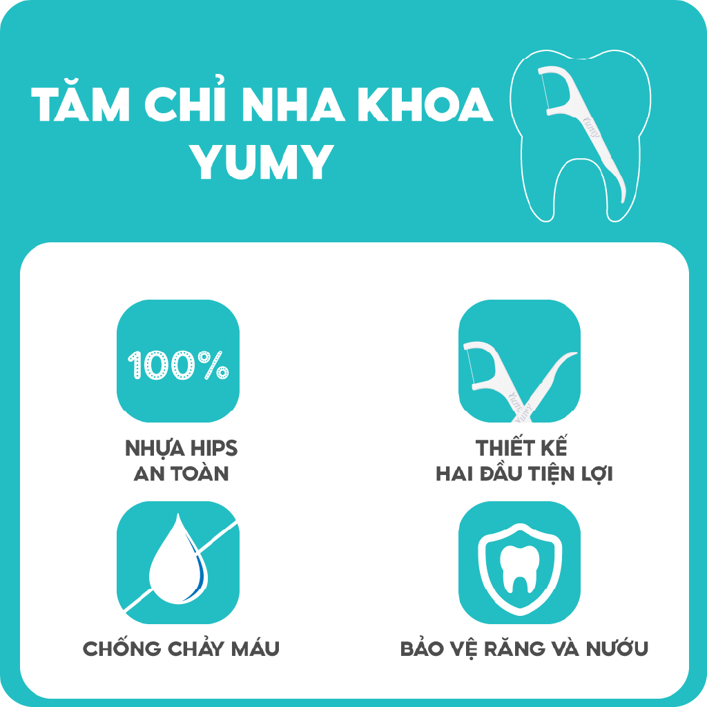 Combo 10 hộp Tăm chỉ nha khoa YUMY 50 chiếc/hộp chỉ mảnh vệ sinh răng an toàn bảo vệ nướu (TC02-130)