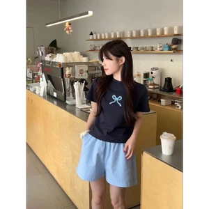 M.H STYLE Áo nơ cộc tay babytee dáng ôm siêu hot+ kèm quần+chân váy