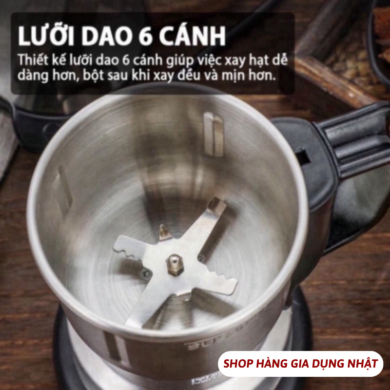 Máy xay hạt khô zojirushi nhật, xay bột, gia vị đa năng, 6 lưỡi dao cực bén, chất liệu inox SP25