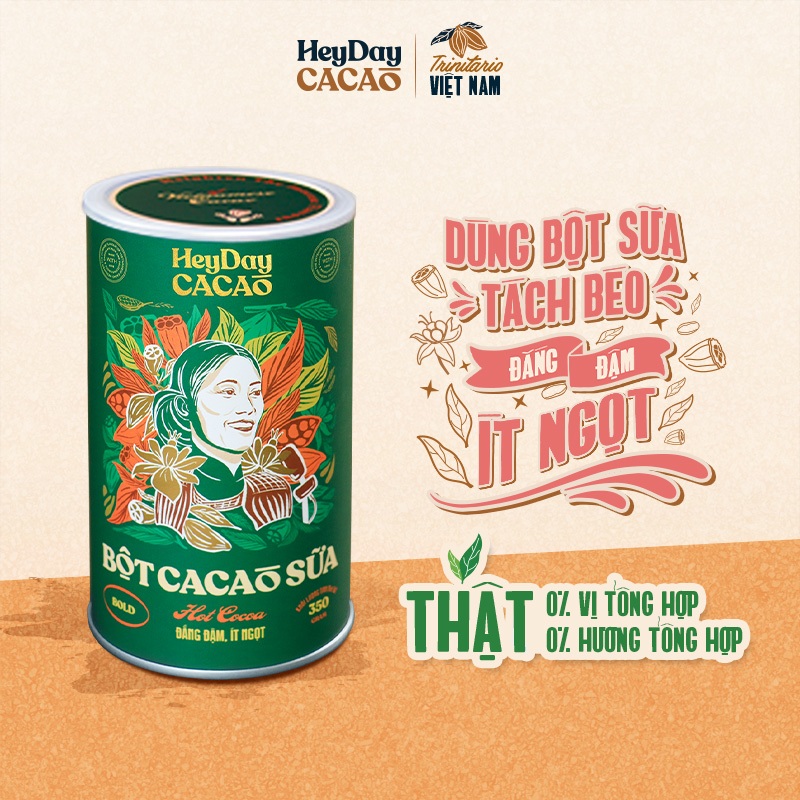 Ảnh Lon 350g - Bột cacao sữa Bold gu đắng đậm, ít ngọt – Heyday Cacao 1