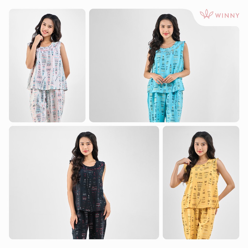 Ảnh Bộ mặc nhà nữ WINNY kiểu sát nách quần ngố chất lanh mềm mát 2MNLA23032S 4