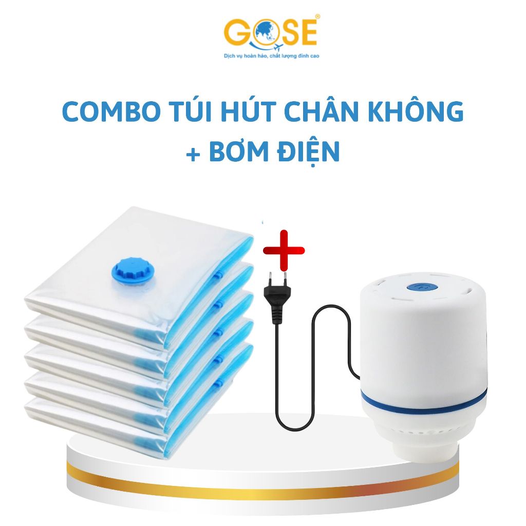 Ảnh Combo túi hút chân không quần áo chăn màn kèm máy hút chân không 1