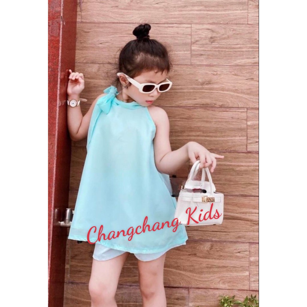 Set áo yếm nơ quần đùi cho bé, phù hợp cho mẹ và bé 3,4,5,6,7,8,9,10,12,13,14,15 tuổi