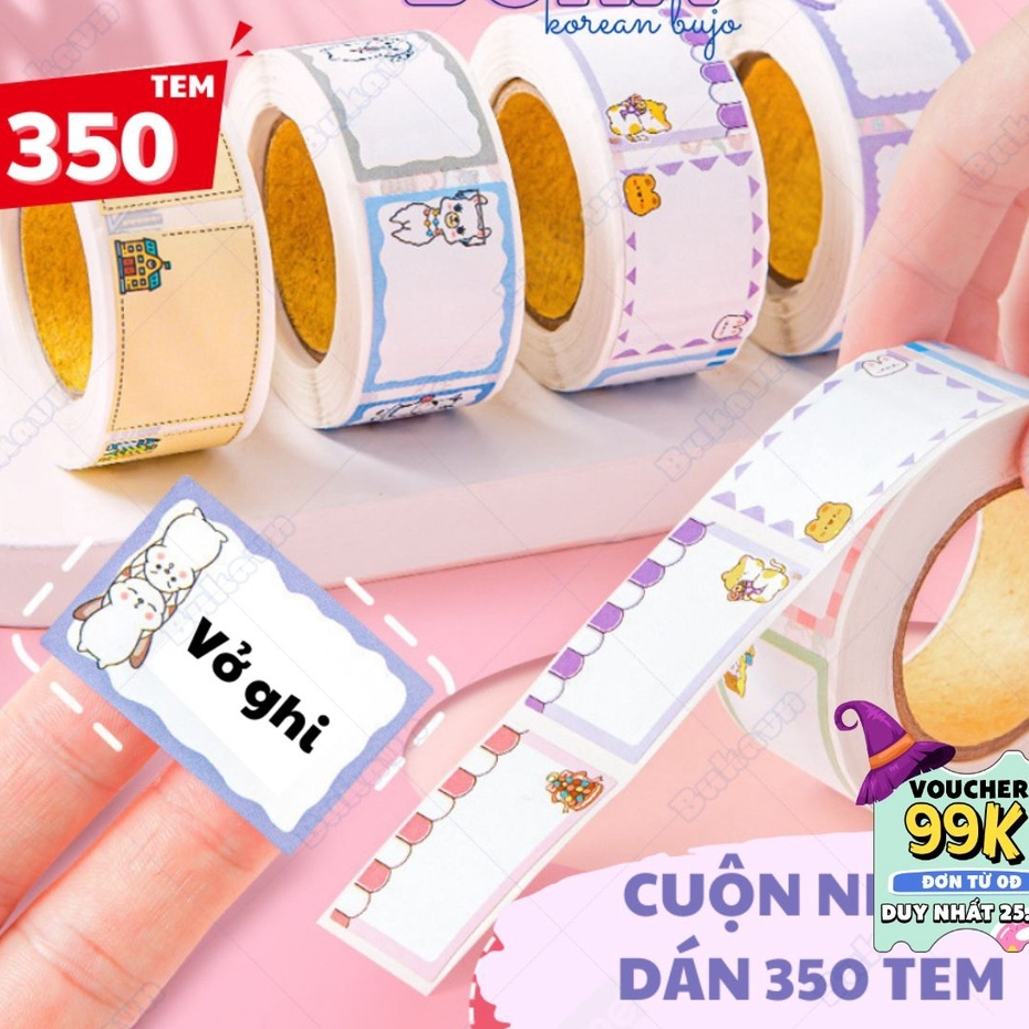 🍟mujicici🍟Cuộn sticker Decorme Cuộn 350 nhãn dãn ghi tiêu đề, nhãn vở ...