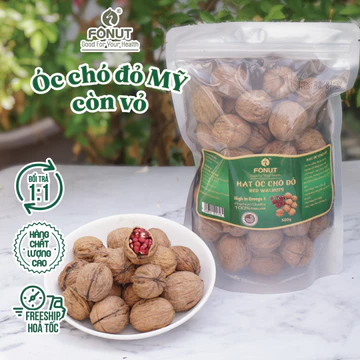 Hạt óc chó đỏ Fonut 500G hạt óc chó còn vỏ nhập khẩu Mỹ loại 1 hạt dinh dưỡng nấu sữa hạt, ăn vặt, ăn kiêng healthy