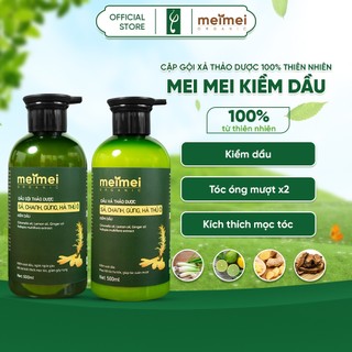 [ Deal tốt ] Combo gội xả thảo dược Meimei kiềm dầu: sả, chanh, gừng, hà thủ ô 500ml