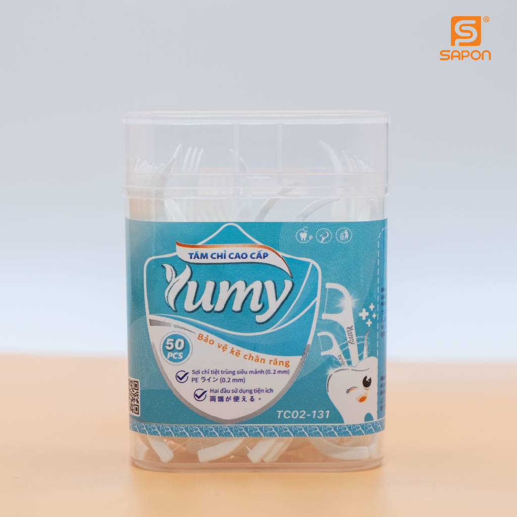 Combo 10 hộp Tăm chỉ YUMY 50 chiếc/hộp, sợi chỉ mảnh mềm an toàn cho nướu làm sạch kẽ răng(TC02-131)