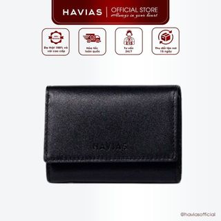HEART3 HAVIAS ví 3 gấp nhỏ gọn thủ công da bò Vachetta Premium thật nhập khẩu