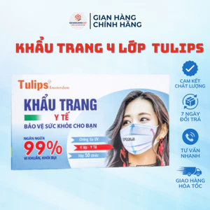 Hộp 50 chiếc khẩu trang y tế 4 Lớp Tulips giúp chống nắng ,chống bụi , chống tia UV ,kháng khuẩn