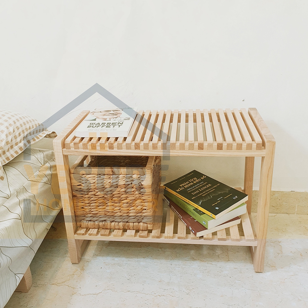Ảnh Kệ Gỗ Để Giầy Gỗ Tần Bì Tab Đầu Giường Kích Thước 65x50x27 Thiết Kế Thẩm Mỹ Lắp Đặt Dễ Dàng YESURE - Hàng chính hãng 4