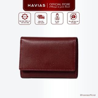 HEART3 HAVIAS ví 3 gấp nhỏ gọn thủ công da bò Vachetta Premium thật nhập khẩu