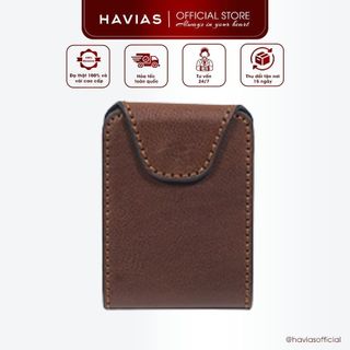Gerbera2 HAVIAS ví nắp gập nam châm Da Bò thật Mini Wallet cao cấp