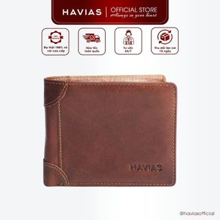 LAZIP HAVIAS ví ngang đựng tiền da bò Nappa thật 100% nhập khẩu