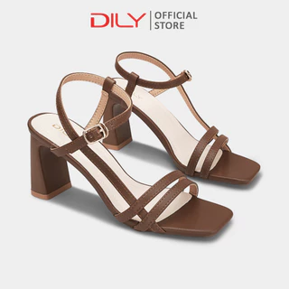 Giày sandal cao gót nữ DILY gót vuông hình học độc đáo, xăng đan mũi vuông trendy cao 7.5cm AA0514