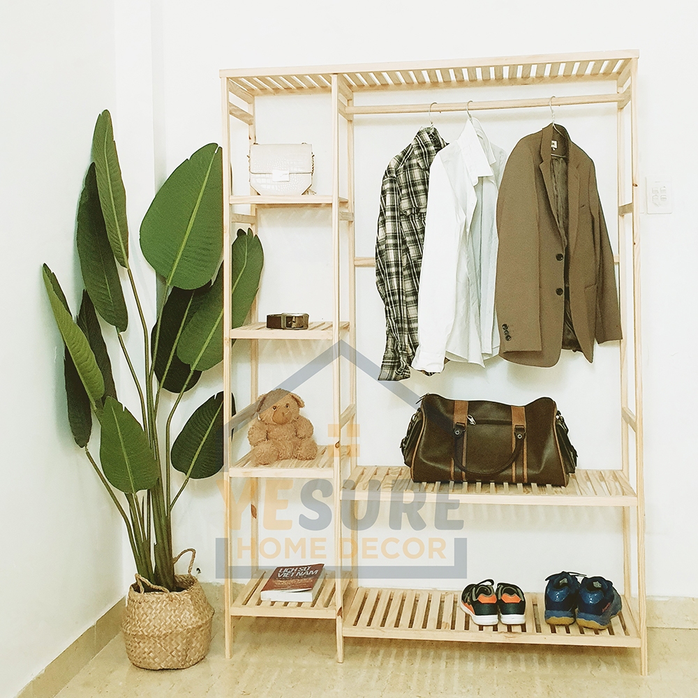 Ảnh Tủ Kệ Trang Trí Gỗ Tần Bì Kệ Đa Năng Treo Quần Áo Thiết Kế Thẩm Mỹ Dễ Dàng Lắp Đặt YESURE - Hàng chính hãng 3
