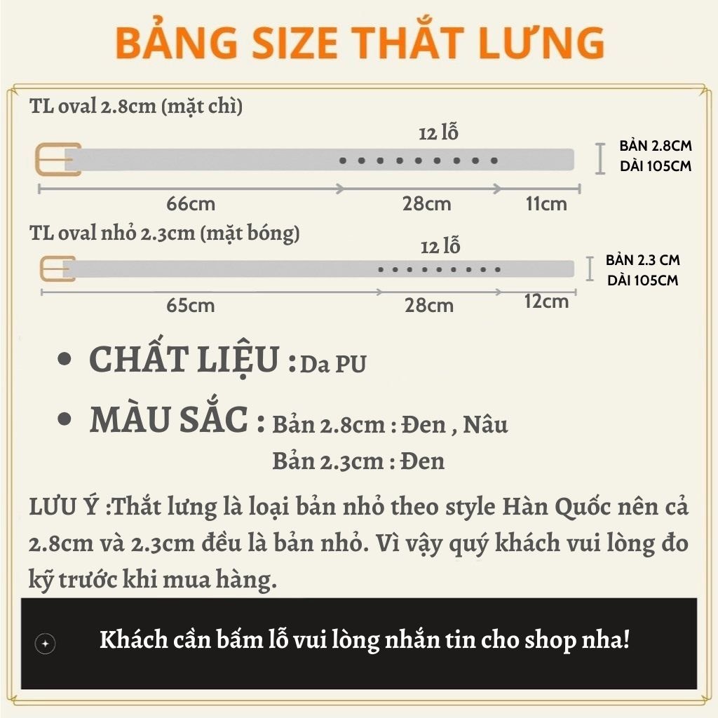 Thắt lưng nam nữ da bản vừa 2.8cm mặt khuyết oval đai thắt váy Style Hàn Quốc màu bạc có lỗ bấm dây nịt ulzzang  Horizon