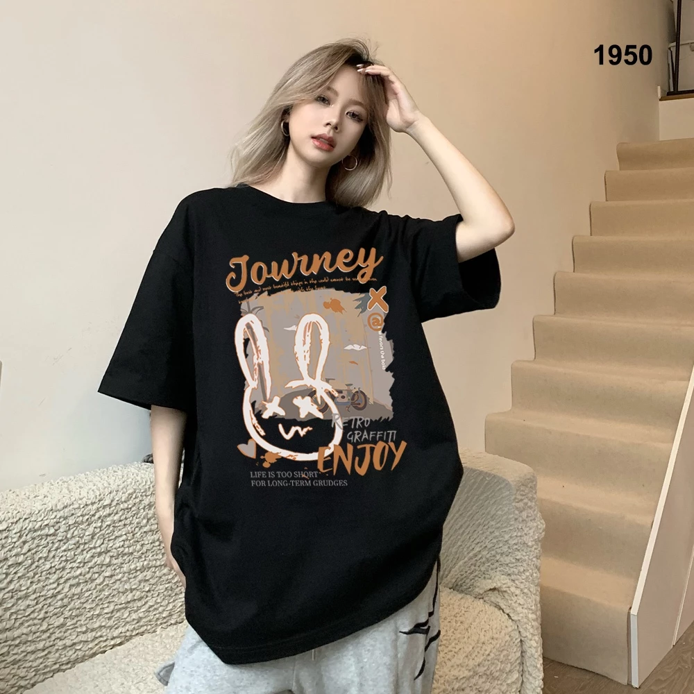 Áo thun unisex HY KOREA Thỏ Enjoy 1950 tay lỡ form rộng thumbnail 2