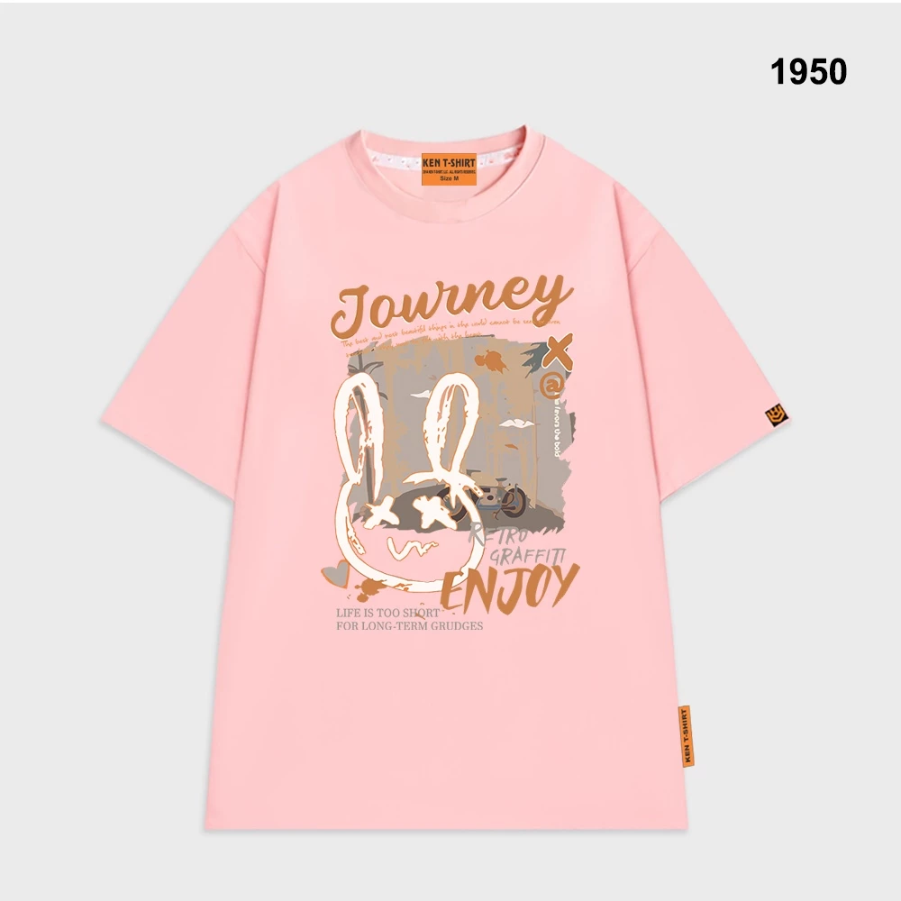 Áo thun unisex HY KOREA Thỏ Enjoy 1950 tay lỡ form rộng thumbnail 3