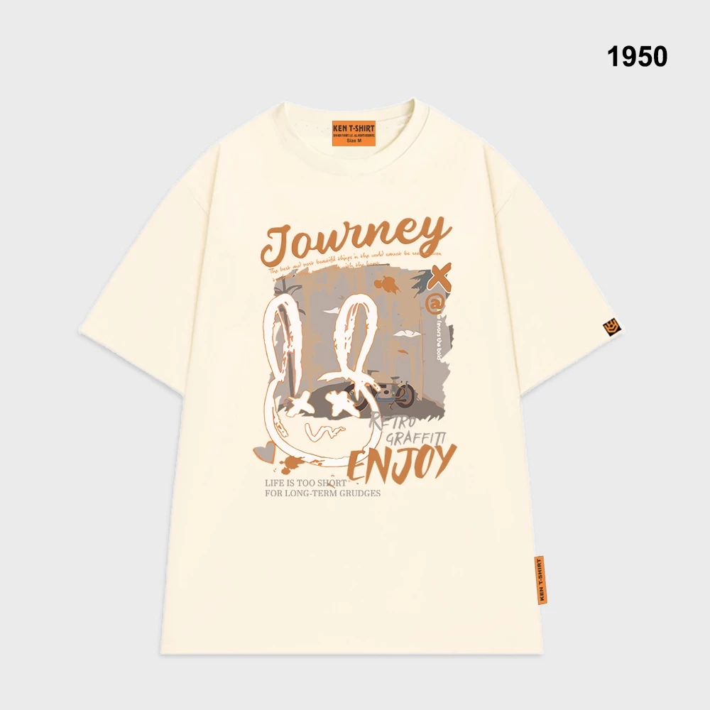 Áo thun unisex HY KOREA Thỏ Enjoy 1950 tay lỡ form rộng thumbnail 4