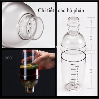 Bình lắc  pha chế cho bartender, cốc pha chế có vạch kẻ định lượng nhựa cao cấp