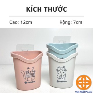 Cốc dán tường đựng bàn chải,Kem đánh răng có lỗ thoát nước Việt Nhật 6370