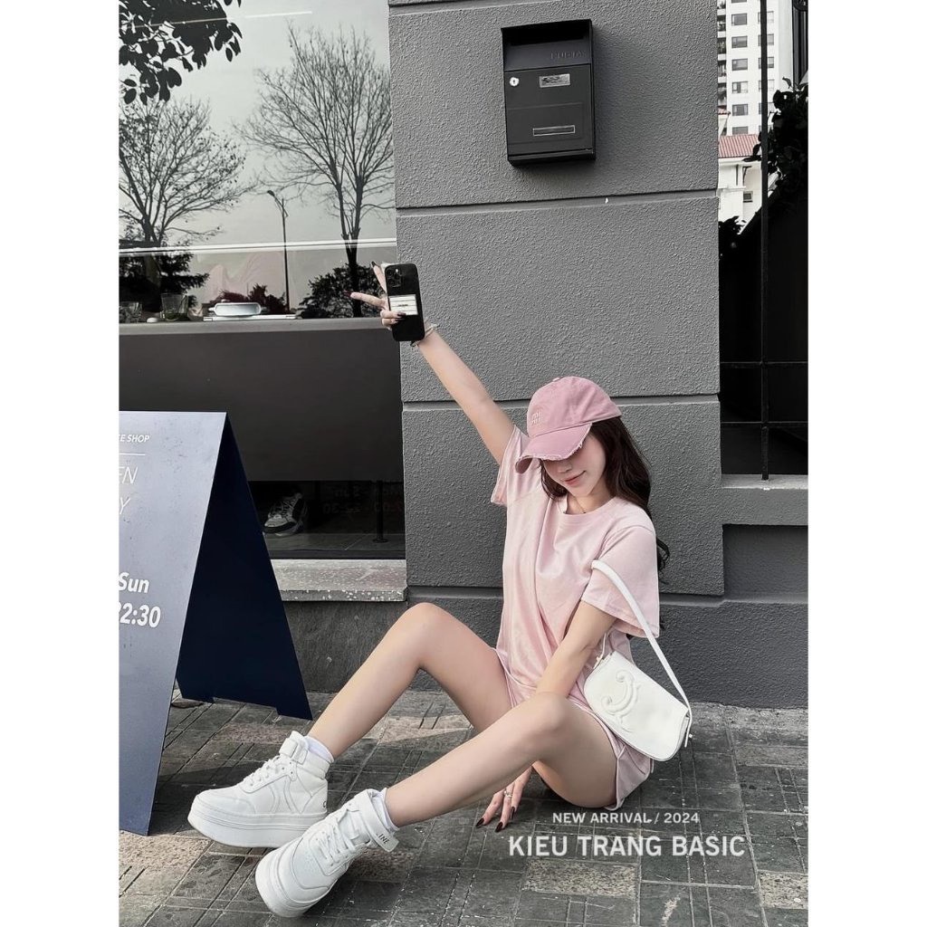 sét bộ đồ nữ mùa hè cộc tay kèm quần short cạp chun, Bộ đồ nữ áo thun tay lỡ cỏ tròn chất kèm quần (A140) Huyenstore