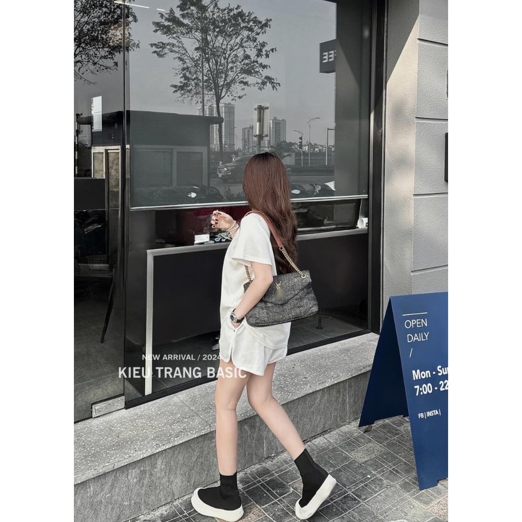 sét bộ đồ nữ mùa hè cộc tay kèm quần short cạp chun, Bộ đồ nữ áo thun tay lỡ cỏ tròn chất kèm quần (A140) Huyenstore
