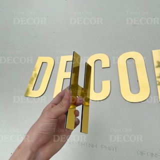 Chữ Alu Vàng Gương 15cm dày 3mm T1 In Hoa trang trí dán tường - biển quảng cáo