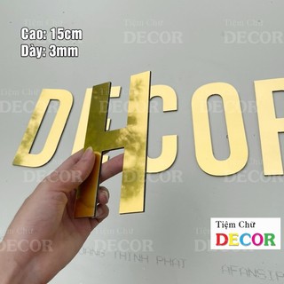 Chữ Alu Vàng Gương 15cm dày 3mm T1 In Hoa trang trí dán tường - biển quảng cáo