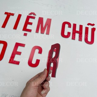 Chữ Alu Đỏ 10cm dày 3mm T1 In Hoa trang trí dán tường - biển quảng cáo đám cưới