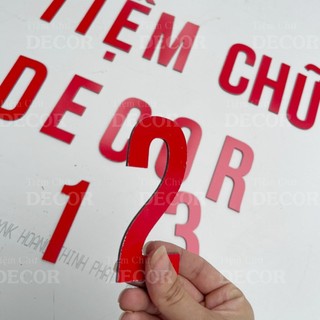 Chữ Alu Đỏ 10cm dày 3mm T1 In Hoa trang trí dán tường - biển quảng cáo đám cưới
