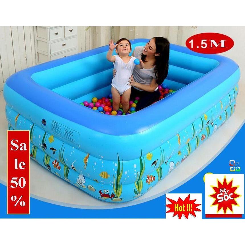BỂ BƠI CHO BÉ, Phao BƠI GIA ĐÌNH 2M1 3 TẦNG, 1M8 3 TÀNG, 1M5 3 TẦNG, 1M3 3 TẦNG KÈM MIẾNG - FREESHIP