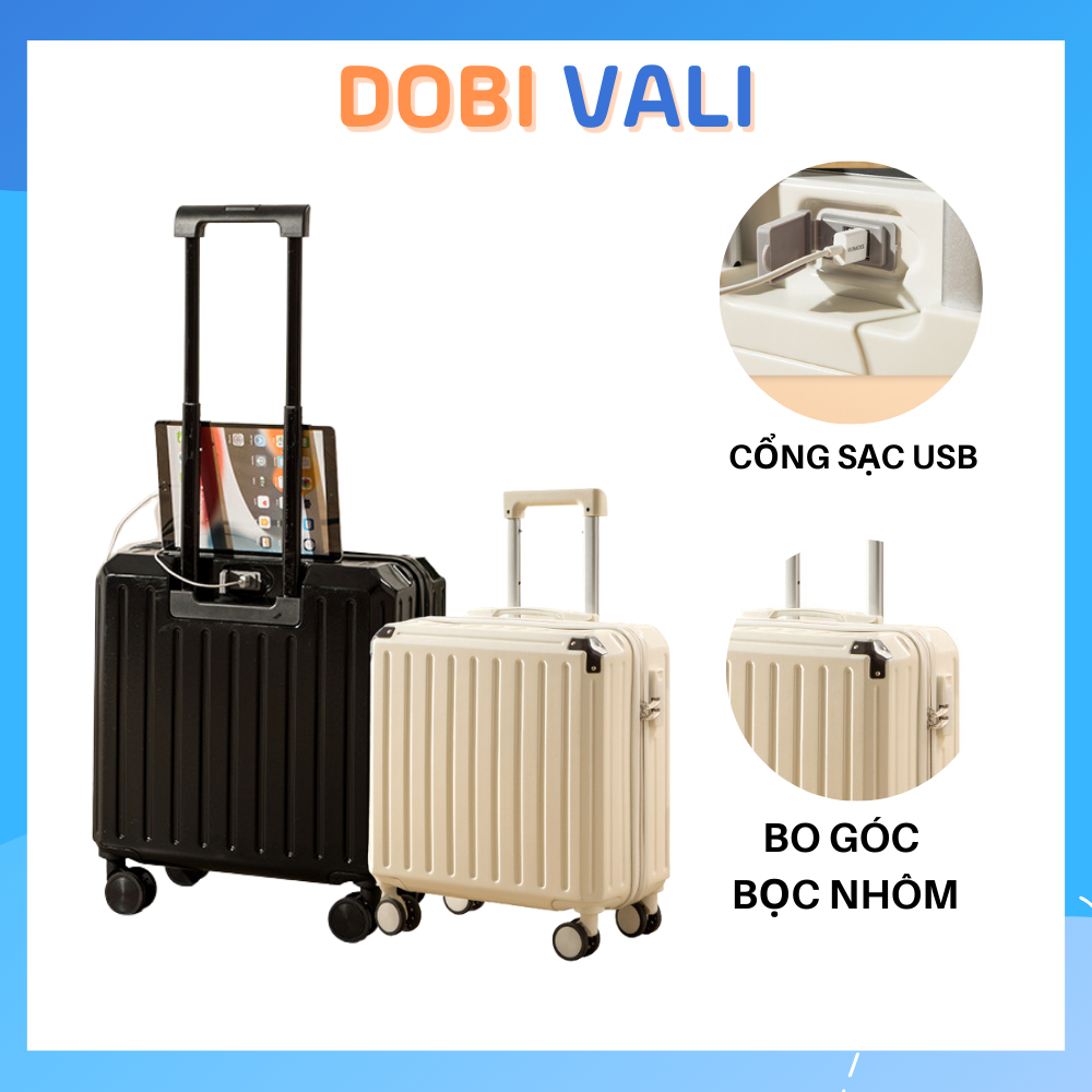 Vali du lịch size 18 ADOBI Vali nhỏ gọn tích hợp cổng sạc USB tiện lợi ...