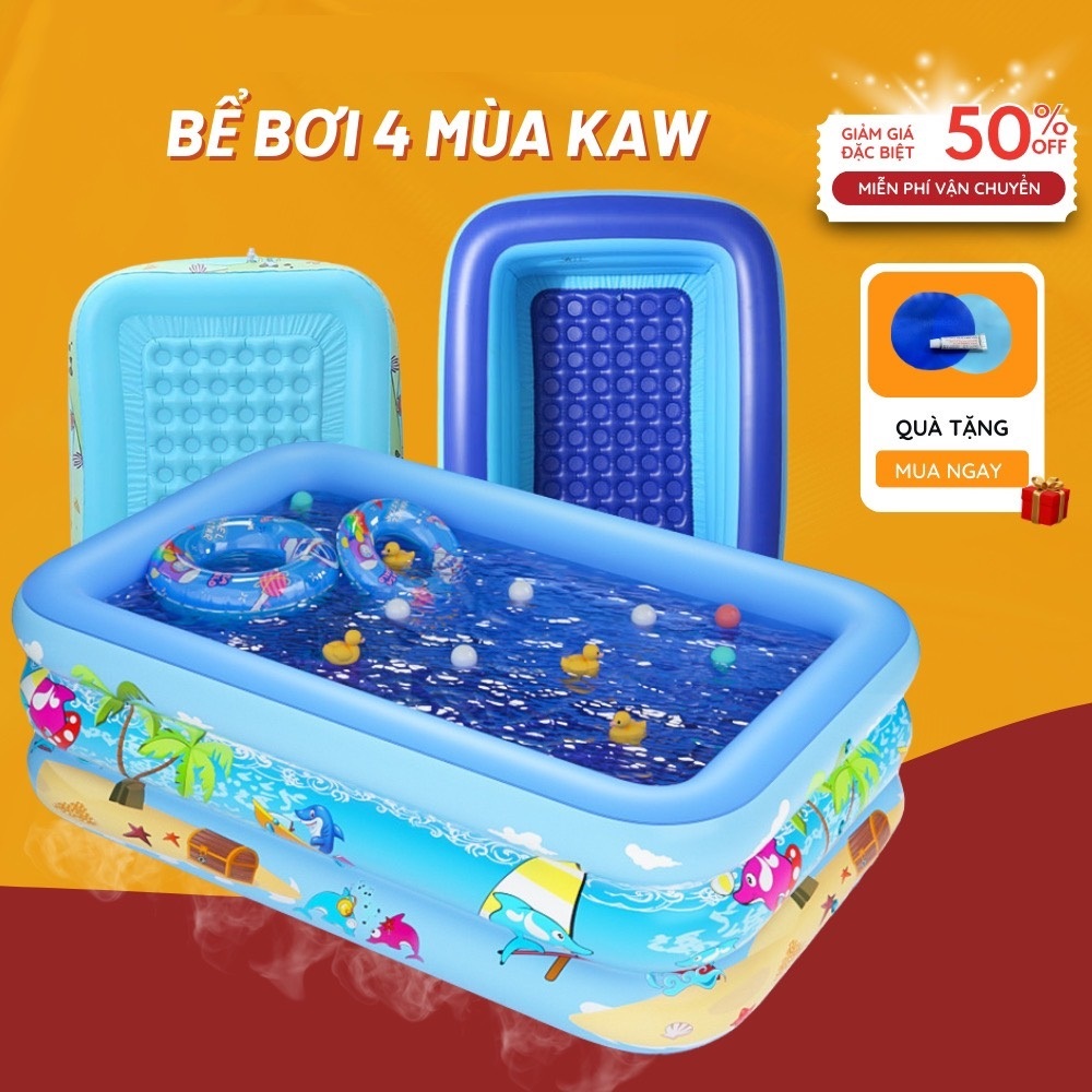 Bể bơi, phao bơi hình chữ nhật dày dặn đủ kích thước cho bé yêu