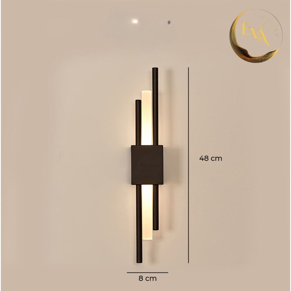 Đèn gắn tường LED 3 chế độ ánh sáng EVA W8616 BK phong cách hiện đại D90*H500 bảo hành 12 tháng