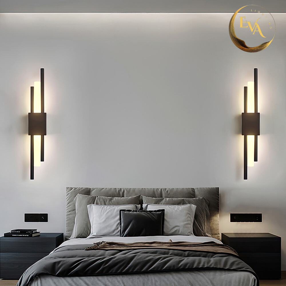 Đèn gắn tường LED 3 chế độ ánh sáng EVA W8616 BK phong cách hiện đại D90*H500 bảo hành 12 tháng