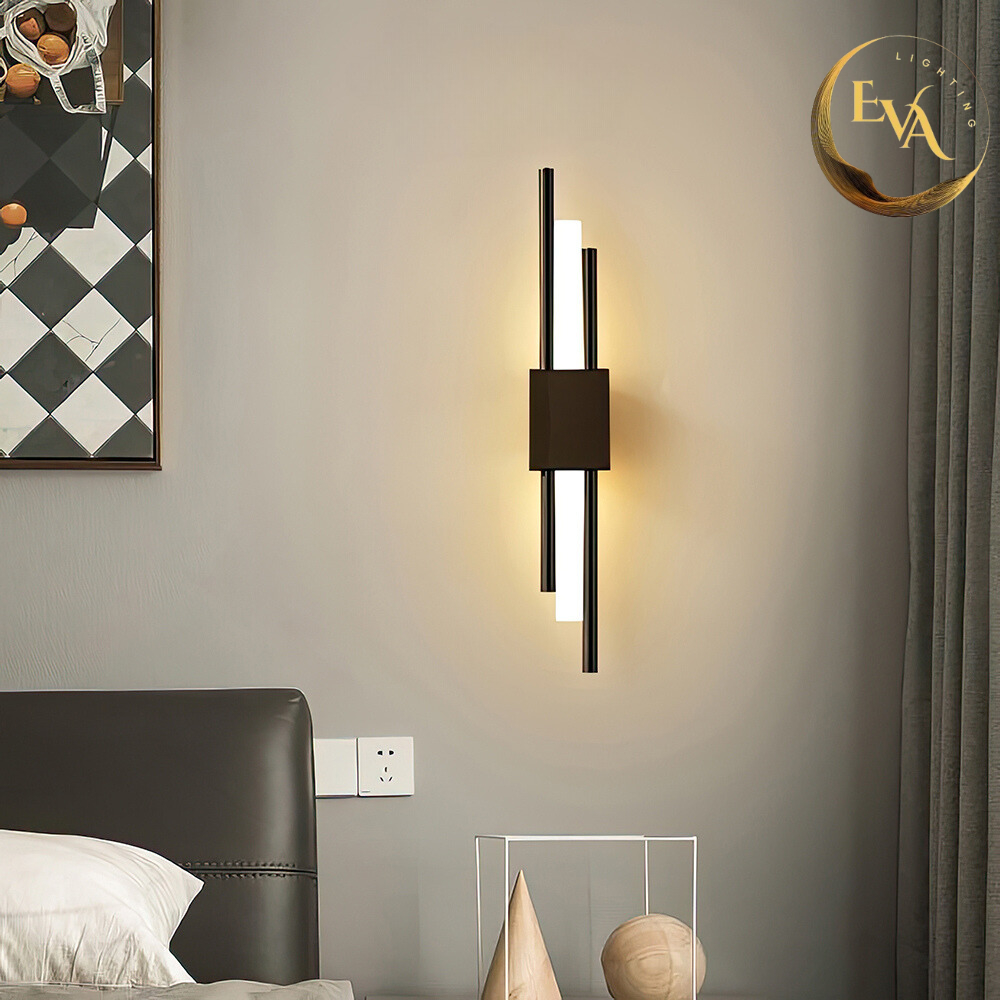 Đèn gắn tường LED 3 chế độ ánh sáng EVA W8616 BK phong cách hiện đại D90*H500 bảo hành 12 tháng